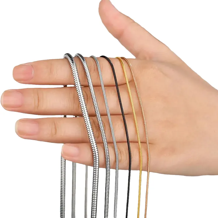 Sleek Stainless Steel Snake Chain Necklace Minimal Pendant Chain Metamorphidi Necklaces