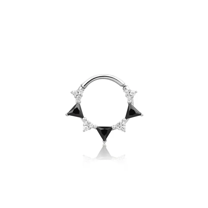 TESSA Black Spinel and White Sapphire Clicker Hoop AURELIE GI Earrings