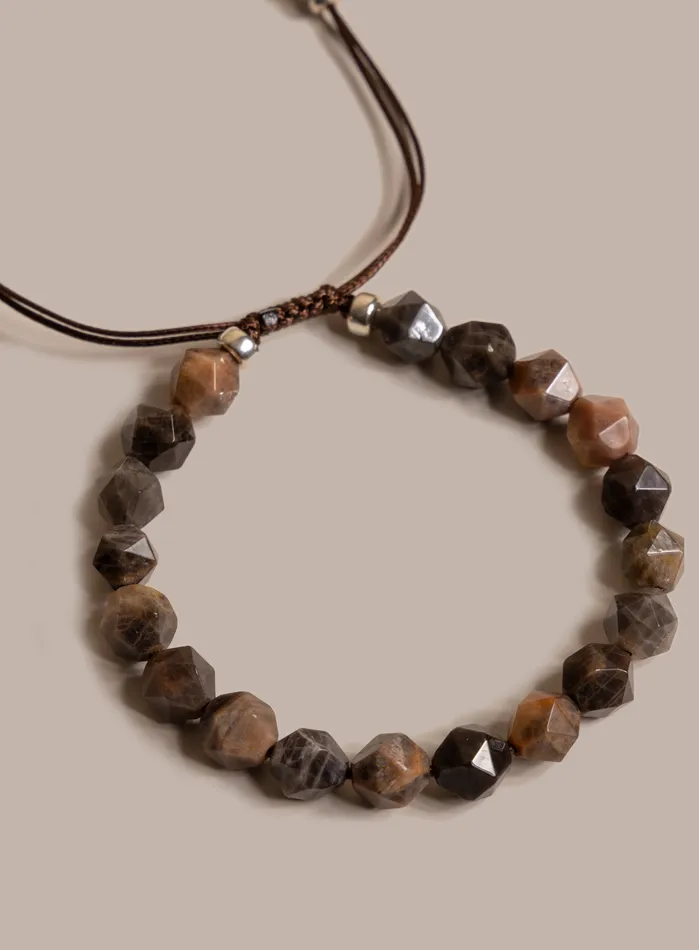 WE ARE ALL SMITH Mens Jewelry Clothing Bracelets Chocolate Sunstone and Sterling Silver Mens Bead Bracelet