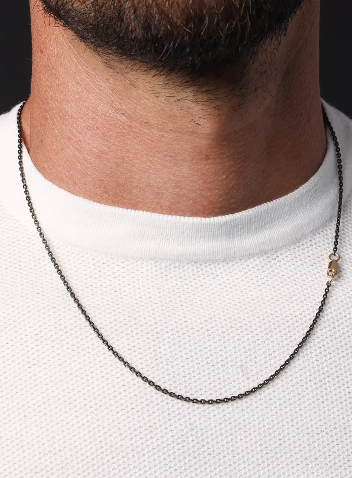 WE ARE ALL SMITH Mens Jewelry Clothing Necklaces Chocolate Vermeil Gold Cable Chain Necklace for Men
