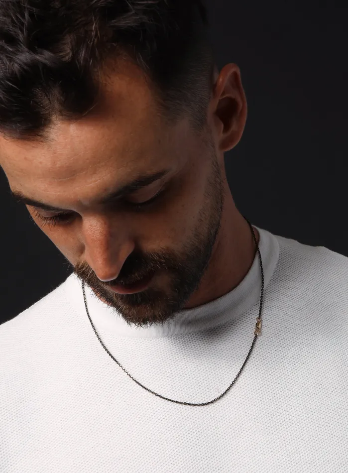 WE ARE ALL SMITH Mens Jewelry Clothing Necklaces Chocolate Vermeil Gold Cable Chain Necklace for Men