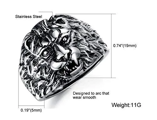 Yellow Chimes Bracelets Yellow Chimes Lion Tough Stainless steel Bikers Ring for Boys and Men