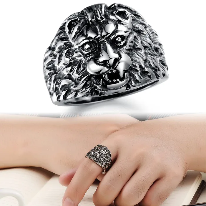Yellow Chimes Bracelets Yellow Chimes Lion Tough Stainless steel Bikers Ring for Boys and Men