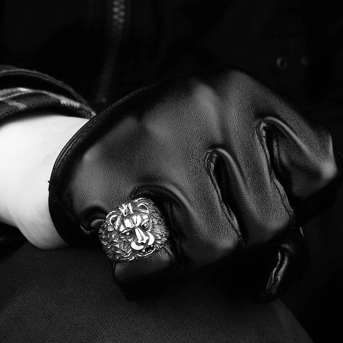 Yellow Chimes Bracelets Yellow Chimes Lion Tough Stainless steel Bikers Ring for Boys and Men