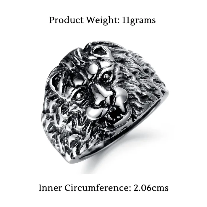Yellow Chimes Bracelets Yellow Chimes Lion Tough Stainless steel Bikers Ring for Boys and Men