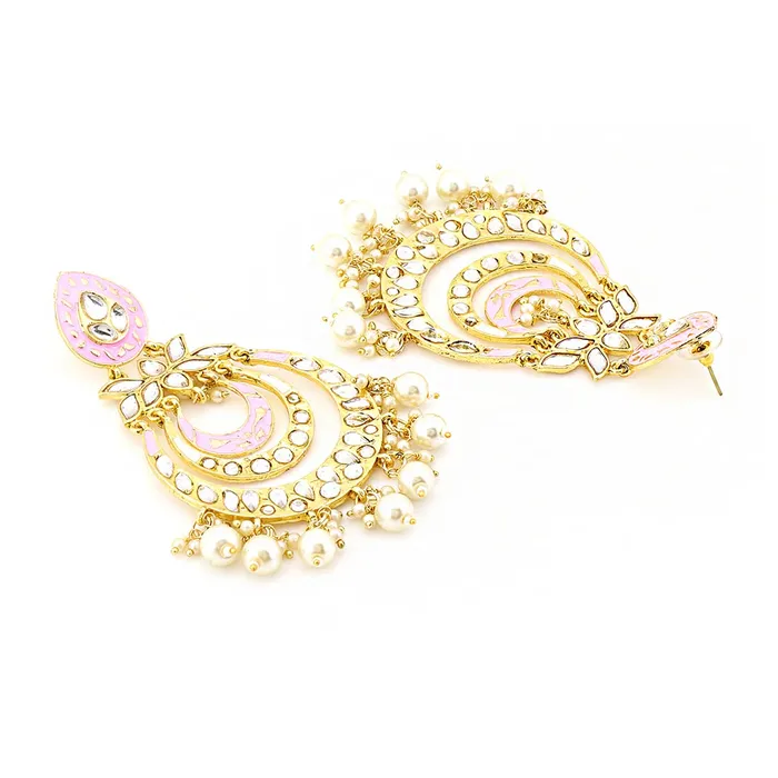 Yellow Chimes Chandbali Earrings for Women Ethnic Gold Plated Traditional Meenakari Floral Long Chand bali Earrings for Women and Girls Yellow Chimes Bracelets