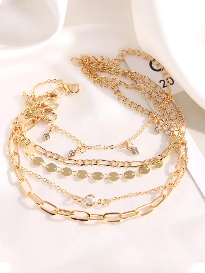 Yellow Chimes Combo Bracelets for Women Multilayer Chain Gold Plated Combo of 5 Pcs Bracelet Set for Women and Girls Yellow Chimes Necklaces