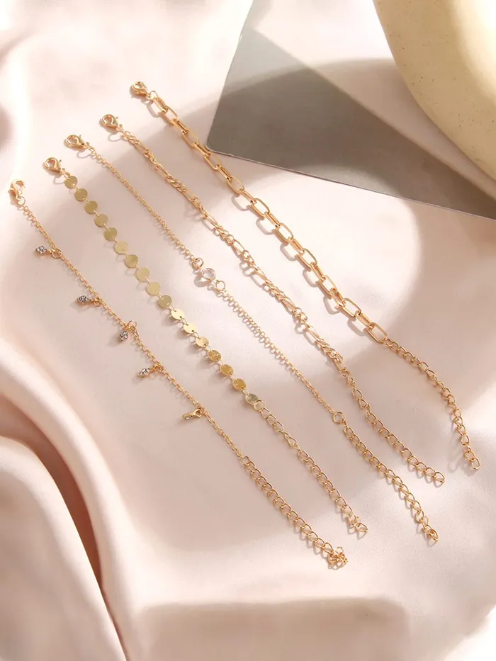 Yellow Chimes Combo Bracelets for Women Multilayer Chain Gold Plated Combo of 5 Pcs Bracelet Set for Women and Girls Yellow Chimes Necklaces