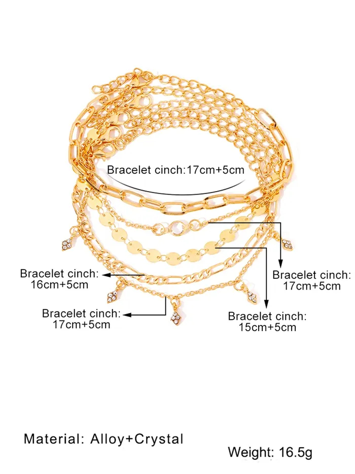 Yellow Chimes Combo Bracelets for Women Multilayer Chain Gold Plated Combo of 5 Pcs Bracelet Set for Women and Girls Yellow Chimes Necklaces