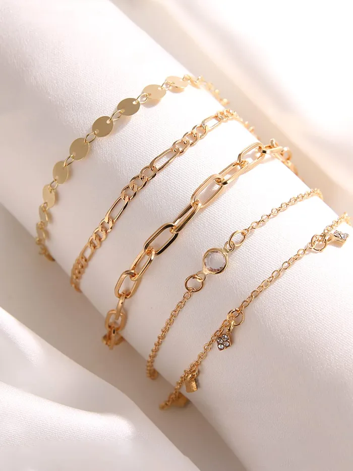 Yellow Chimes Combo Bracelets for Women Multilayer Chain Gold Plated Combo of 5 Pcs Bracelet Set for Women and Girls Yellow Chimes Necklaces