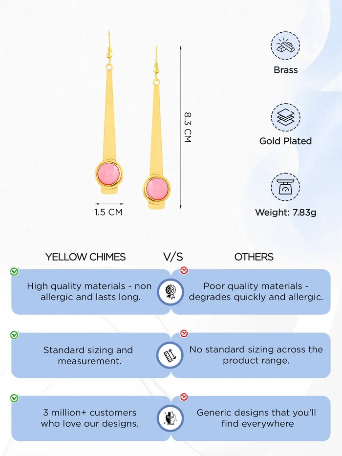 Yellow Chimes Dangler Earrings for Women Fashion Golden Women Earrings Gold Plated Long Dangler Earrings for Girls Birthday Gift for Girls Anniversary Gift for Women Yellow Chimes Earrings