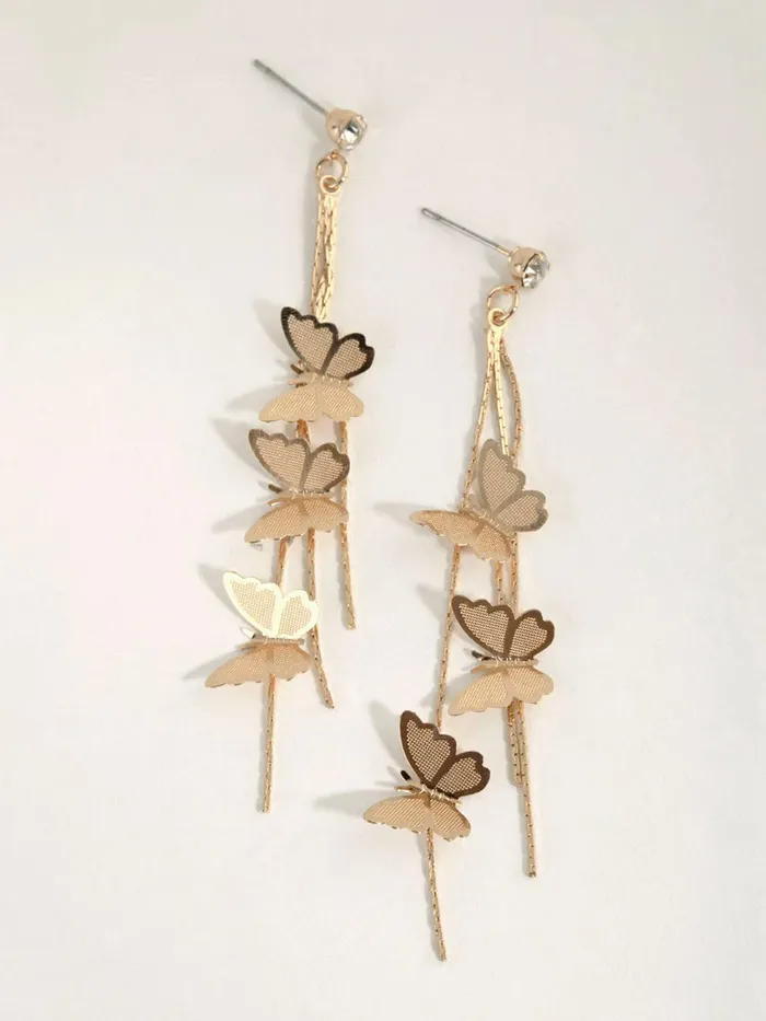 Yellow Chimes Earrings for Women and Girls Crystal Dangler Gold Toned Butterfly Drop Designed Long Danglers Earrings Birthday Gift for girls and women Anniversary Gift for Wife Yellow Chimes Necklaces