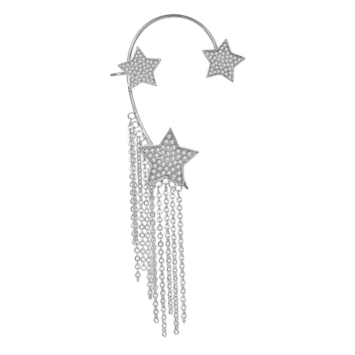 Yellow Chimes Earrings for Women and Girls Fashion Silver Ear Cuff Silver Tone Ear Cuff Cartilage Star Tassel Dangle Earrings Birthday Gift for Girls and Women Anniversary Gift for Wife Yellow Chimes Earrings