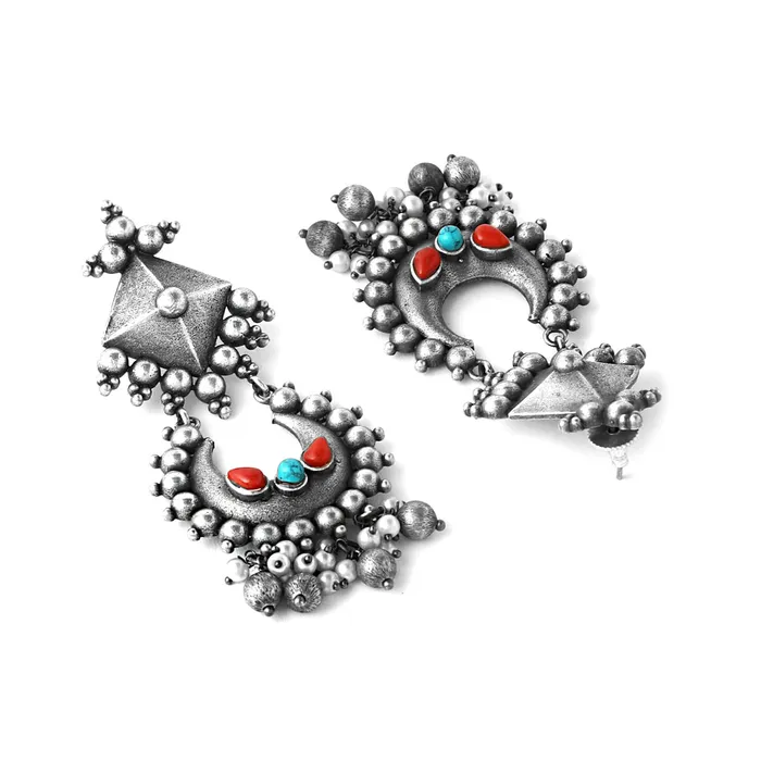 Yellow Chimes Earrings for Women and Girls Traditional Silver Oxidised ChandbaliGerman Silver Beads Drop Chand Baliyan EarringsBirthday Gift For girls and women Anniversary Gift for Wife Yellow Chimes Earrings