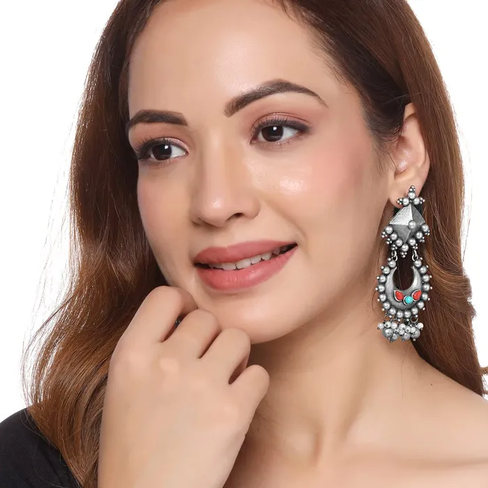 Yellow Chimes Earrings for Women and Girls Traditional Silver Oxidised ChandbaliGerman Silver Beads Drop Chand Baliyan EarringsBirthday Gift For girls and women Anniversary Gift for Wife Yellow Chimes Earrings