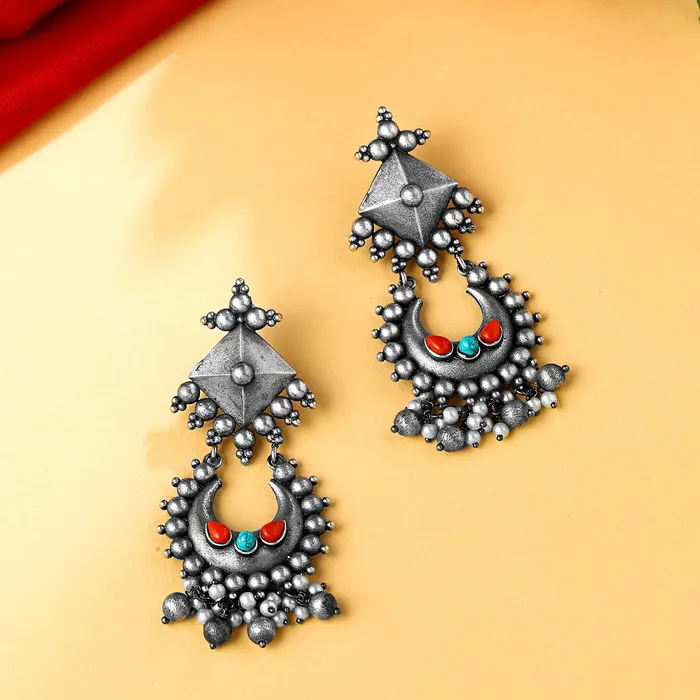 Yellow Chimes Earrings for Women and Girls Traditional Silver Oxidised ChandbaliGerman Silver Beads Drop Chand Baliyan EarringsBirthday Gift For girls and women Anniversary Gift for Wife Yellow Chimes Earrings