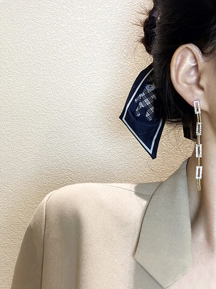 Yellow Chimes Earrings For Women Gold Tone Geometric Shape Interlink Chain Tassel Dangler Earrings For Women and Girls Yellow Chimes Earrings