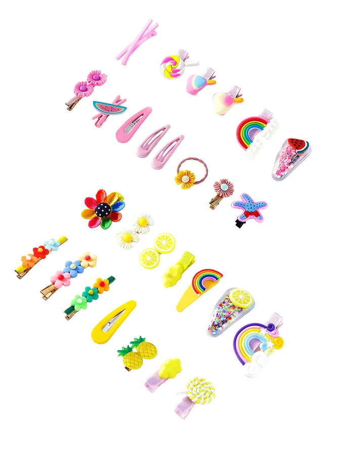 Yellow Chimes Earrings Melbees by Yellow Chimes Pack of 28 Pcs Hair Clips for Girls Cute Characters Pretty Tiny Hair Clips for Baby Girls Multi Color Alligator Clips for Hair Baby Hair