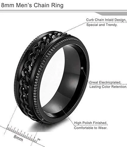Yellow Chimes Earrings Yellow Chimes Combo Black Rings For Men Pack of 2 Stainless Steel Men Rings Design Black Finger Rings for Boys Ideal Gift For Men and Boys