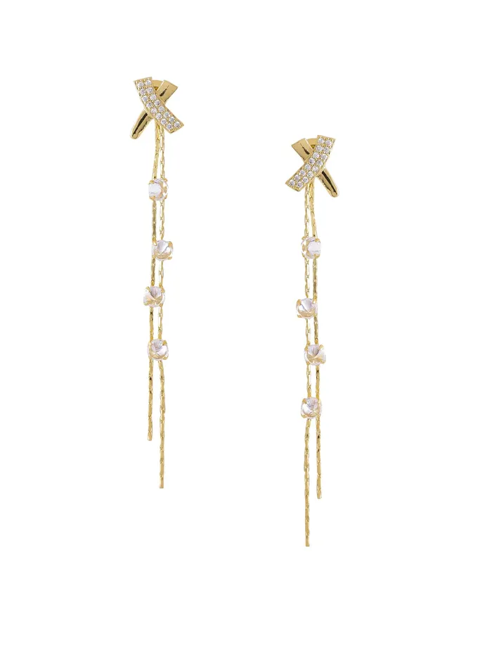 Yellow Chimes Earrings Yellow Chimes Earrings for Women and Girls Crystal Dangler Gold Toned Crystal Drop Designed Long Danglers Earrings Birthday Gift for girls and women Anniversary Gift for Wife