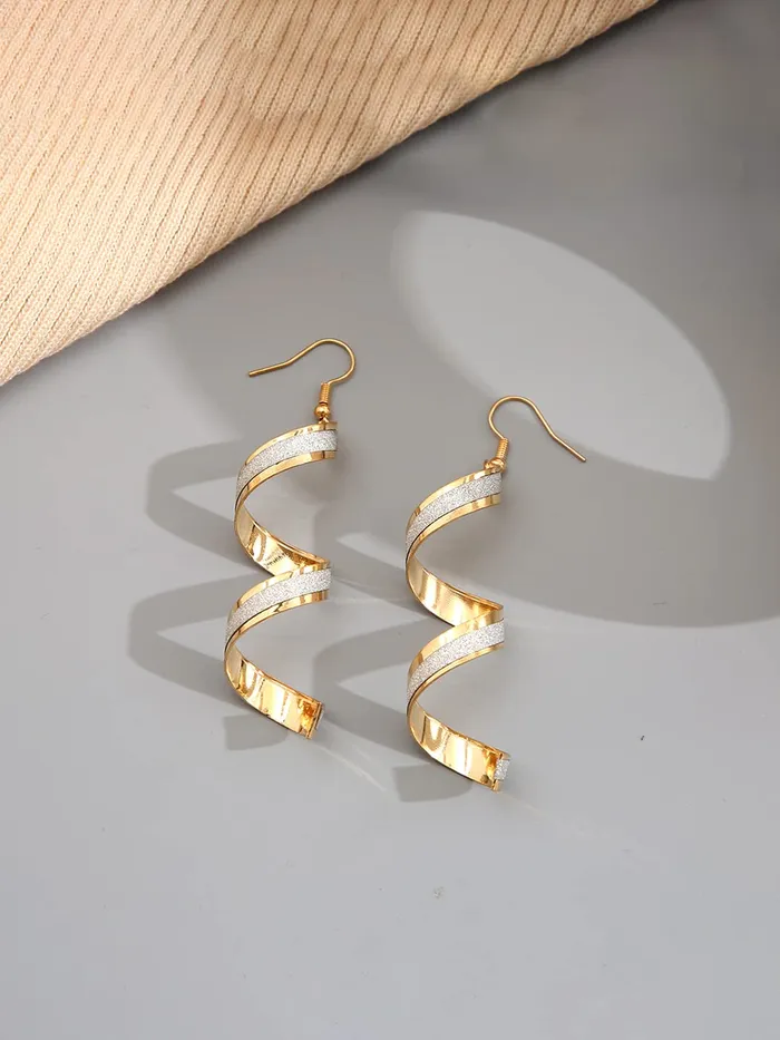 Yellow Chimes Earrings Yellow Chimes Earrings for Women and Girls Dangler Gold Toned Spiral Designed Dangler Earrings Birthday Gift for girls and women Anniversary Gift for Wife
