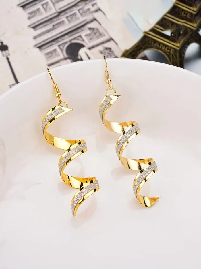 Yellow Chimes Earrings Yellow Chimes Earrings for Women and Girls Dangler Gold Toned Spiral Designed Dangler Earrings Birthday Gift for girls and women Anniversary Gift for Wife