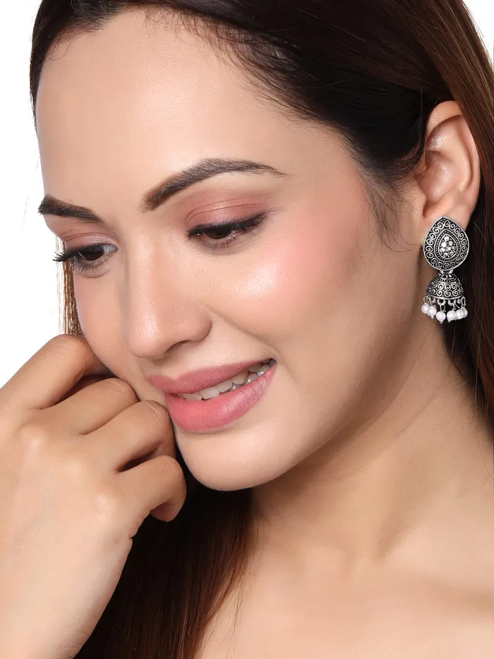 Yellow Chimes Earrings Yellow Chimes Earrings for Women and Girls Traditional Silver Oxidised JhumkaGerman Silver Combo of 3 Pairs Jhumki EarringsBirthday Gift For girls and women Anniversary Gift for Wife