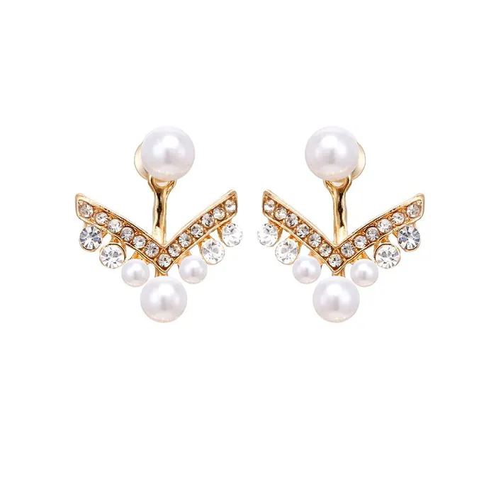 Yellow Chimes Earrings Yellow Chimes Earrings For Women Gold Tone Geometrical Shape Pearl Studded Drop Earrings For Women and Girls