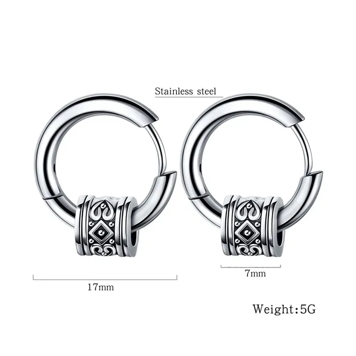 Yellow Chimes Earrings Yellow Chimes Hoop Earrings for Men Western Style 316L Stainless Steel Silver Hoops Earrings for Men and Women