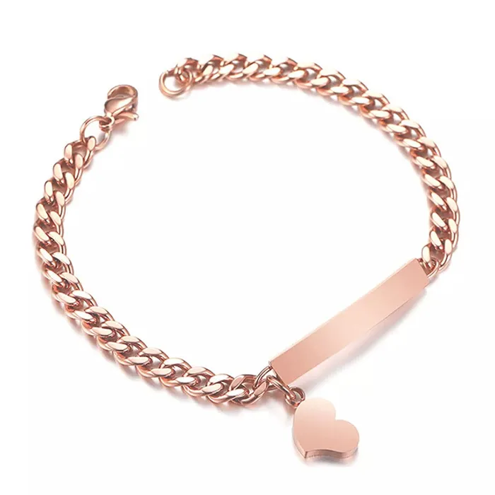 Yellow Chimes Earrings Yellow Chimes Stainless Steel Faith Hope Love Heartbeat Design Rose Gold Chain Tag Bracelet for Women and Girls