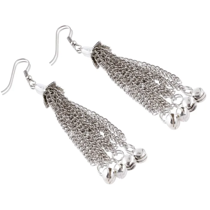 Yellow Chimes Earrings Yellow Chimes Stylish Crafted Lotus Theme Silver Necklace Set with Earrings Oxidized Jewellery Sets for Women and Girls