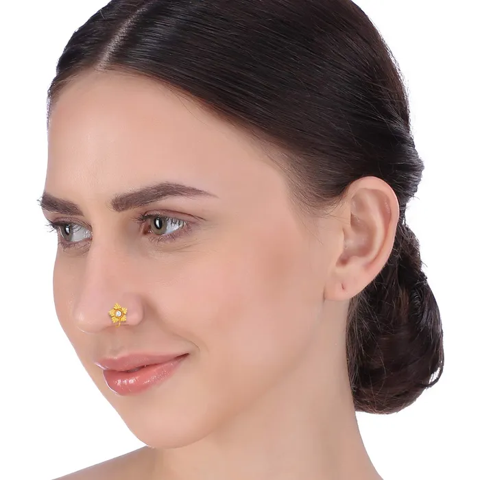 Yellow Chimes Earrings Yellow Chimes Traditional Kundan Studded Stylish Gold Plated Nosepins for Women Girls