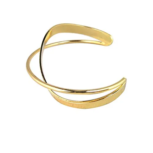 Yellow Chimes Exclusive Style Double Layered Cross Gold Plated Open Cuff Bracelet for Women and Girls Yellow Chimes Earrings