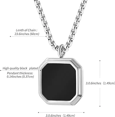 Yellow Chimes Fashion Black Pendants For Men Geometric Square Shaped Pendant Necklace Urban Edge Stainless Steel Hip Hop Pendant Chain for Boys Birthday Anniversary Gift for Men Boys Yellow Chimes Necklaces