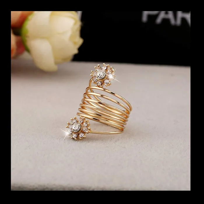 Yellow Chimes Flower Spiral Gold Floral Ring for Women Girls Yellow Chimes Earrings