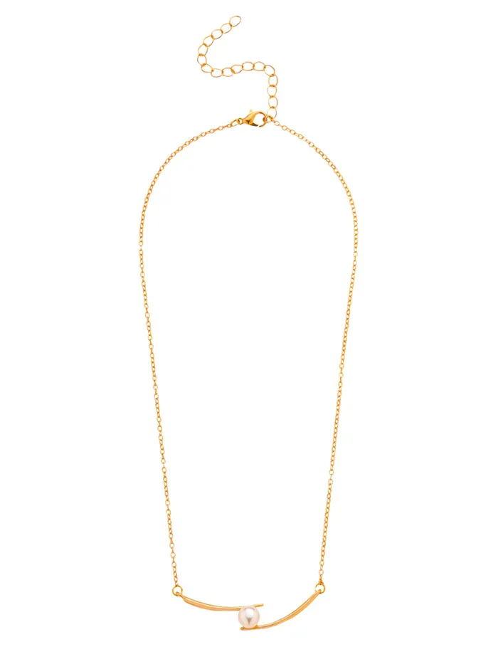 Yellow Chimes Gold Plated Pearl Chain Necklace for Women Elegant Stylish Adjustable 46 cm GiftReady Necklaces