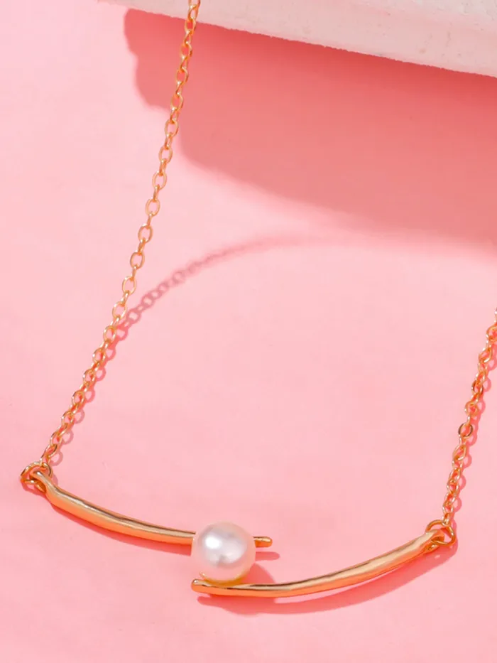 Yellow Chimes Gold Plated Pearl Chain Necklace for Women Elegant Stylish Adjustable 46 cm GiftReady Necklaces