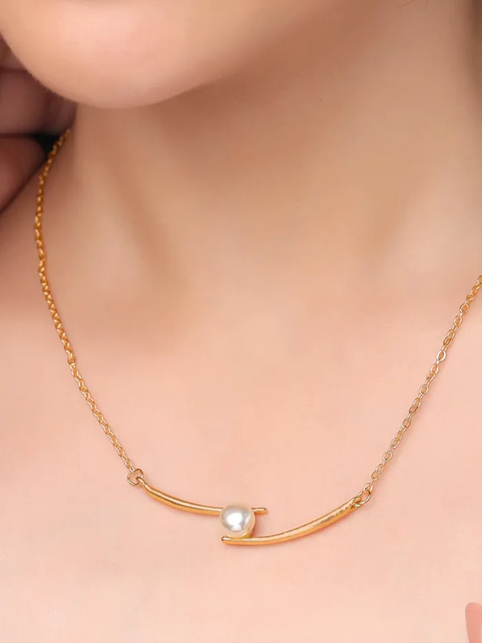 Yellow Chimes Gold Plated Pearl Chain Necklace for Women Elegant Stylish Adjustable 46 cm GiftReady Necklaces