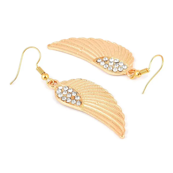 Yellow Chimes Golden Feathers Drop Earring for Women Girls Yellow Chimes Rings