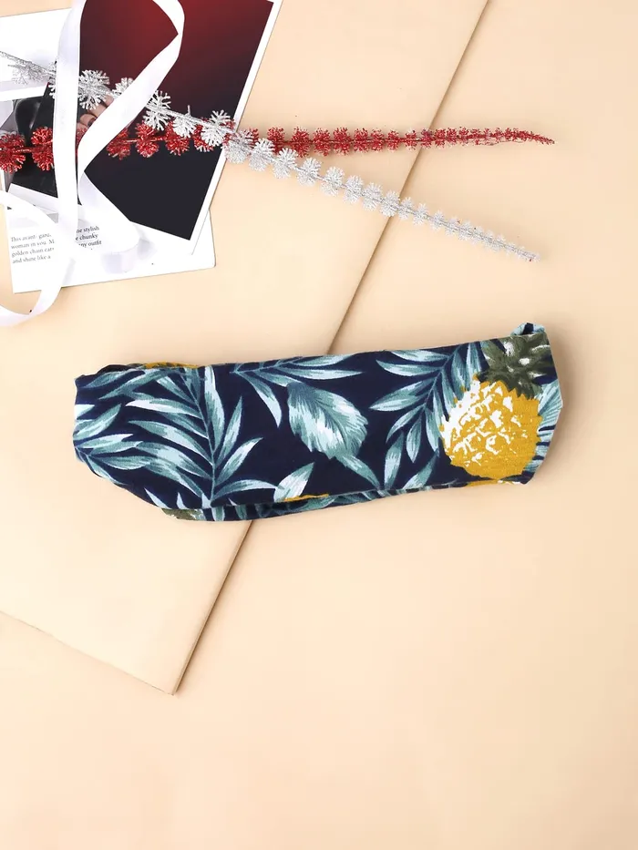 Yellow Chimes Head Bands for Girls Headbands for Women Fabric Leafy Printed BlueGreen Headband Hair Accessories for Women and Girls Yellow Chimes Necklaces