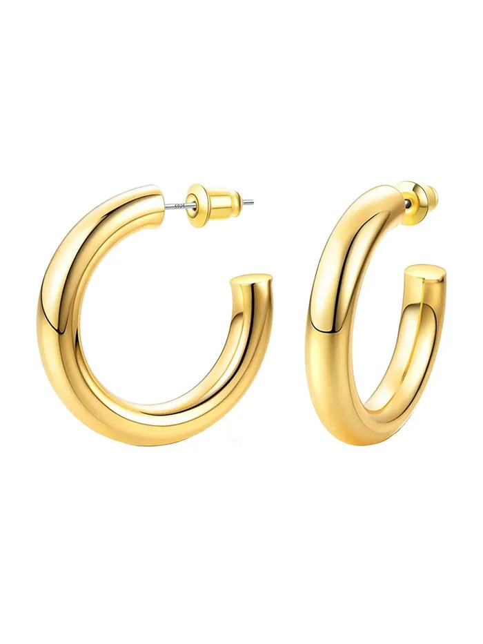 Yellow Chimes Hoop Earrings for Women Fashion Golden Hoops Earrings Gold Plated Half Moon Shaped Hoop Earrings for Girls Birthday Gift for girls and women Anniversary Gift for Wife Yellow Chimes Earrings