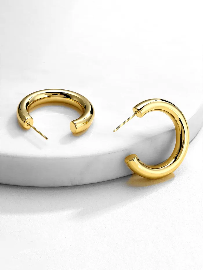 Yellow Chimes Hoop Earrings for Women Fashion Golden Hoops Earrings Gold Plated Half Moon Shaped Hoop Earrings for Girls Birthday Gift for girls and women Anniversary Gift for Wife Yellow Chimes Earrings
