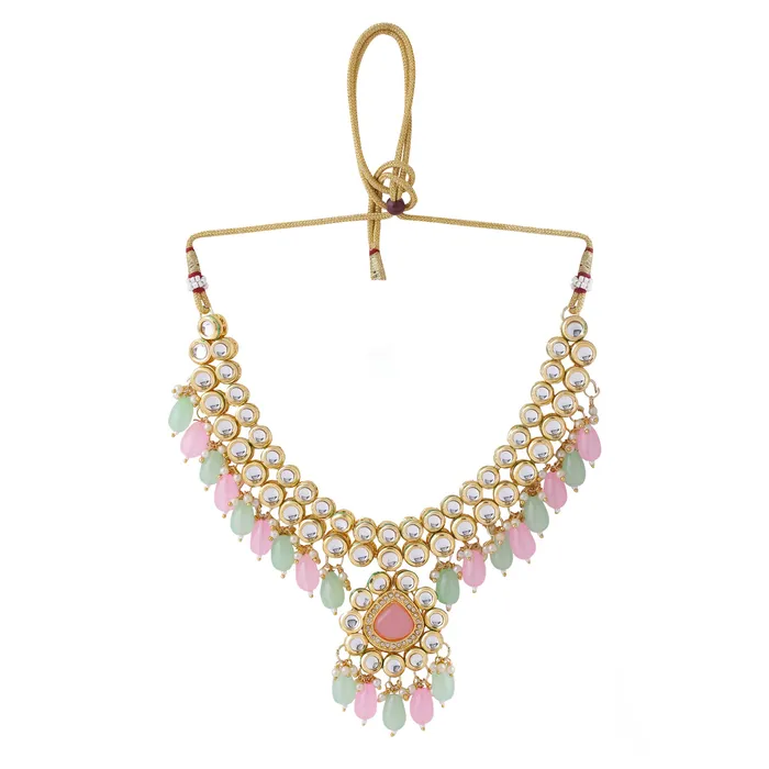 Yellow Chimes Jewellery Set for Women and Girls Kundan Necklace Set Gold Plated White Pearl Drop Kundan Choker Necklace Set Birthday Gift for girls and women Anniversary Gift for Wife Yellow Chimes Necklaces