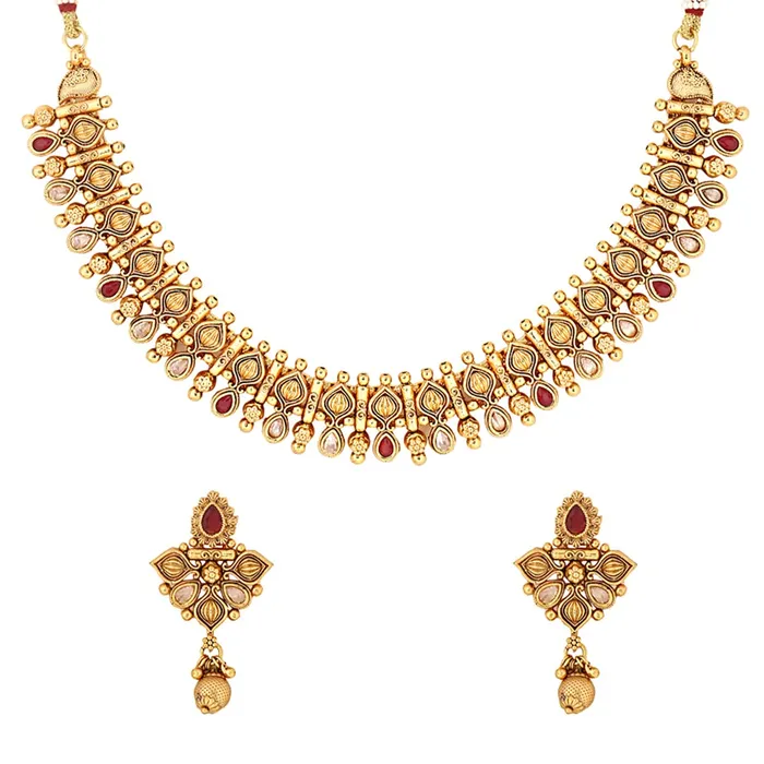 Yellow Chimes Jewellery Set for Women Gold Toned Crystal Studded Choker Necklace Set with Earrings for Women and Girls Yellow Chimes Rings Yellow Chimes Jewellery Set for Women Gold Toned Crystal Studded Choker Necklace Set with Earrings for Women and Girls Yellow Chimes Rings