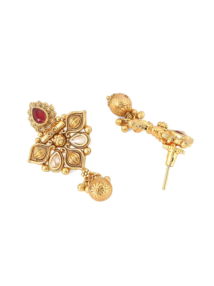 Yellow Chimes Jewellery Set for Women Gold Toned Crystal Studded Choker Necklace Set with Earrings for Women and Girls Yellow Chimes Rings