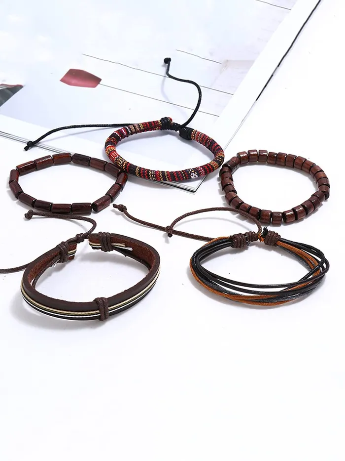 Yellow Chimes Multi Strand Leather Wrap Wrist Bracelet for Men and Women Design 12 Yellow Chimes Necklaces