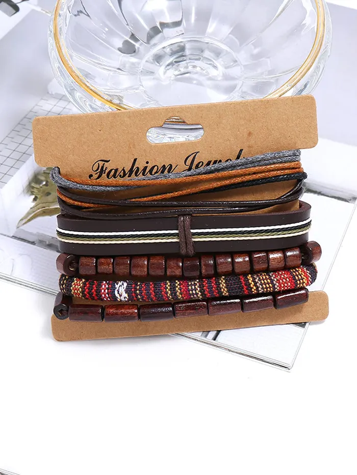 Yellow Chimes Multi Strand Leather Wrap Wrist Bracelet for Men and Women Design 12 Yellow Chimes Necklaces