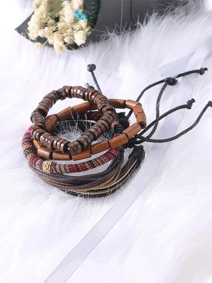Yellow Chimes Multi Strand Leather Wrap Wrist Bracelet for Men and Women Design 12 Yellow Chimes Necklaces