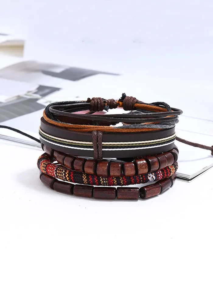Yellow Chimes Multi Strand Leather Wrap Wrist Bracelet for Men and Women Design 12 Yellow Chimes Necklaces