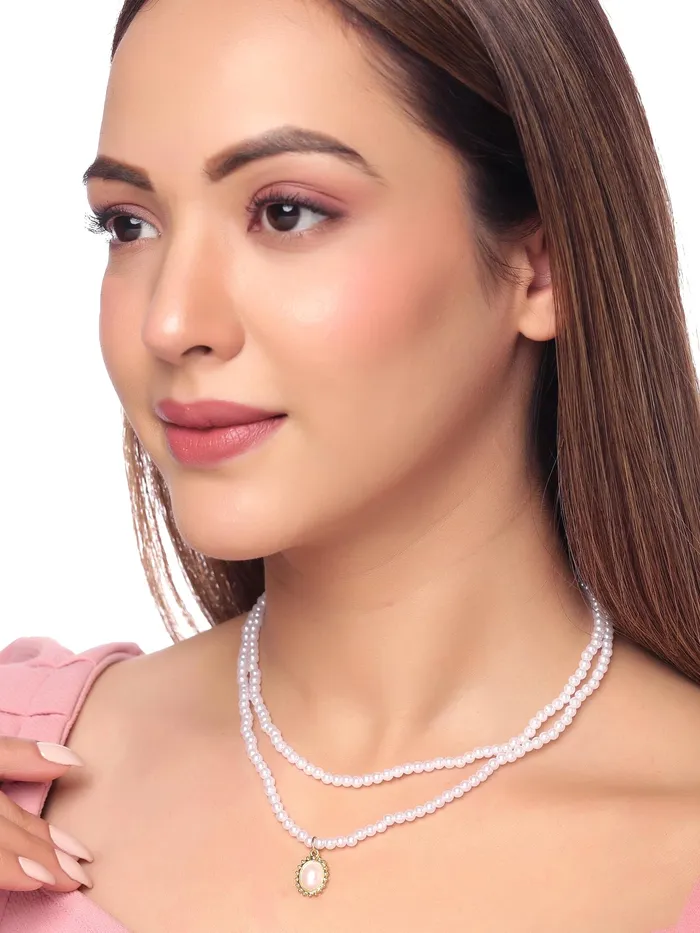 Yellow Chimes Necklace for Women and Girls Pearl Necklace for Women Gold Plated Multilayered Necklace for Girls Birthday Gift for girls and women Anniversary Gift for Wife Yellow Chimes Earrings